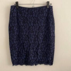 DVF | Navy blue lace pencil skirt
